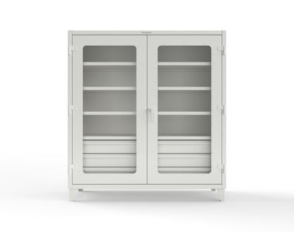 Extreme Duty 12 GA Clear View Cabinet with 6 Half-Width Drawers, 4 Shelves - 72 In. W x 24 In. D x 78 In. H - 66-LD-244-6/5DB-9003