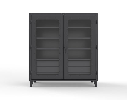 Extreme Duty 12 GA Clear View Cabinet with 6 Half-Width Drawers, 4 Shelves - 72 In. W x 24 In. D x 78 In. H - 66-LD-244-6/5DB-9005