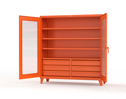 Extreme Duty 12 GA Clear View Cabinet with 6 Half-Width Drawers, 4 Shelves - 72 In. W x 24 In. D x 78 In. H - 66-LD-244-6/5DB-2009