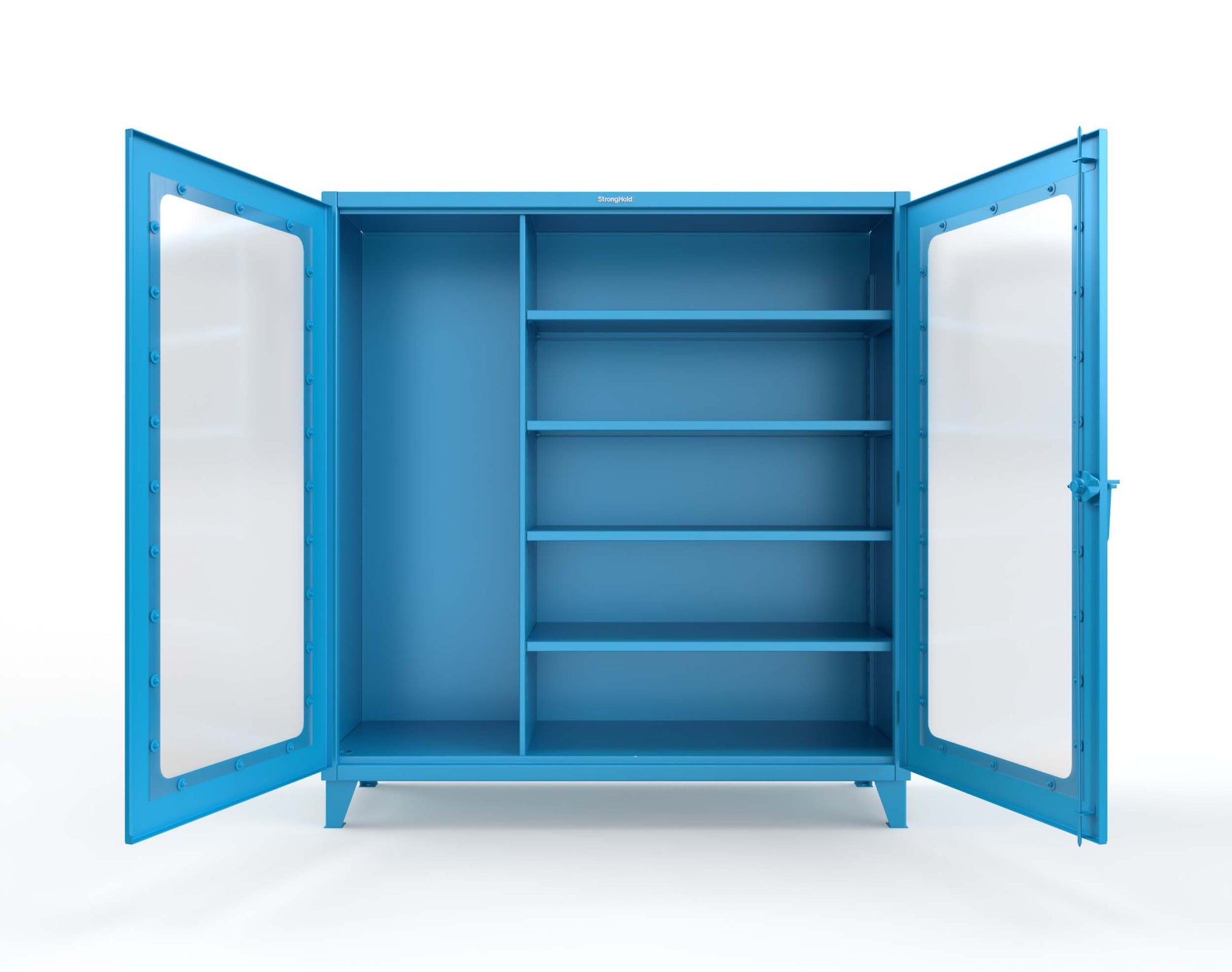 Extreme Duty 12 GA Clear View Janitorial Cabinet with 4 Shelves - 72 In. W x 24 In. D x 78 In. H - 66-LD-BC-244-5012