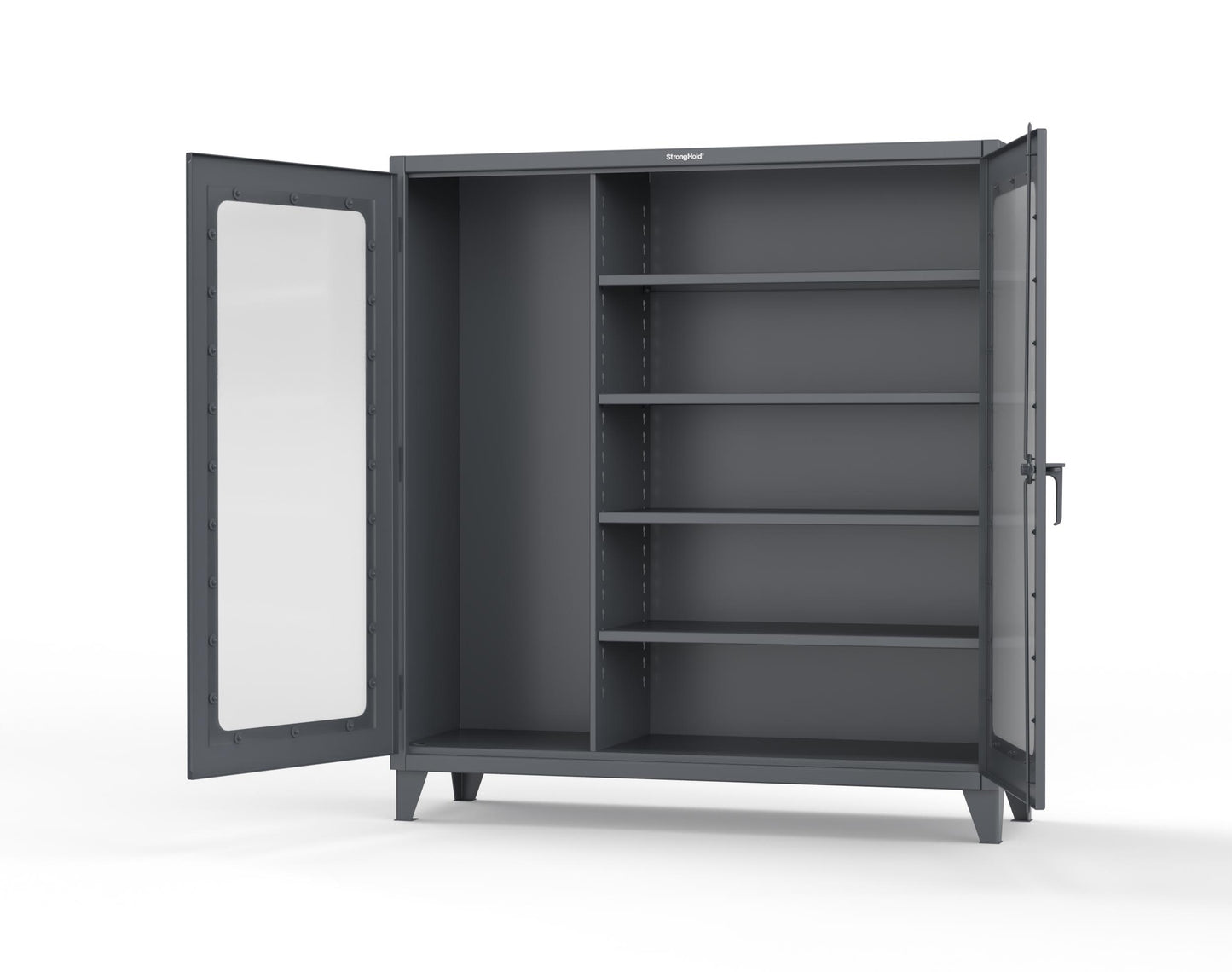 Extreme Duty 12 GA Clear View Janitorial Cabinet with 4 Shelves - 72 In. W x 24 In. D x 78 In. H - 66-LD-BC-244-7024