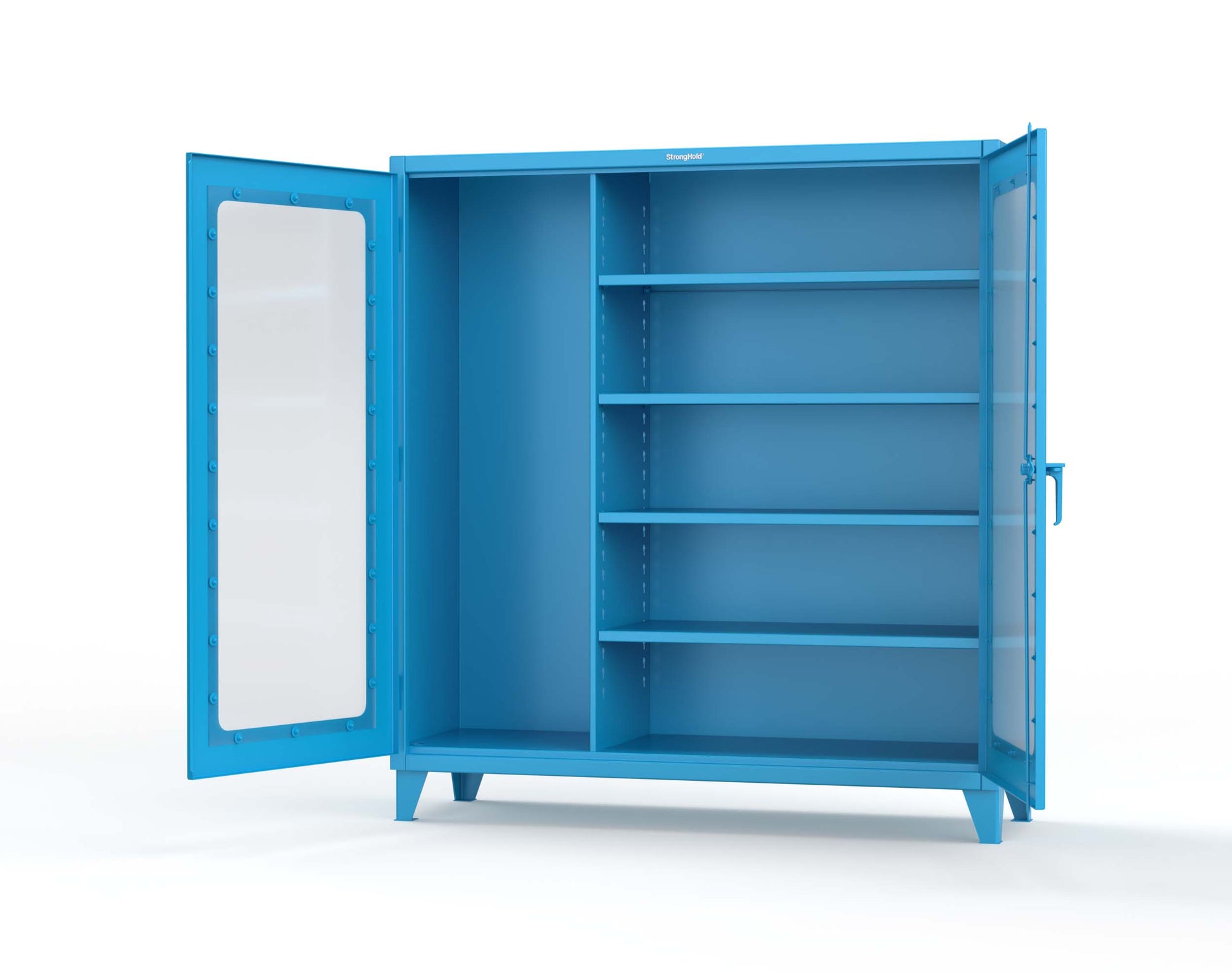 Extreme Duty 12 GA Clear View Janitorial Cabinet with 4 Shelves - 72 In. W x 24 In. D x 78 In. H - 66-LD-BC-244-5012