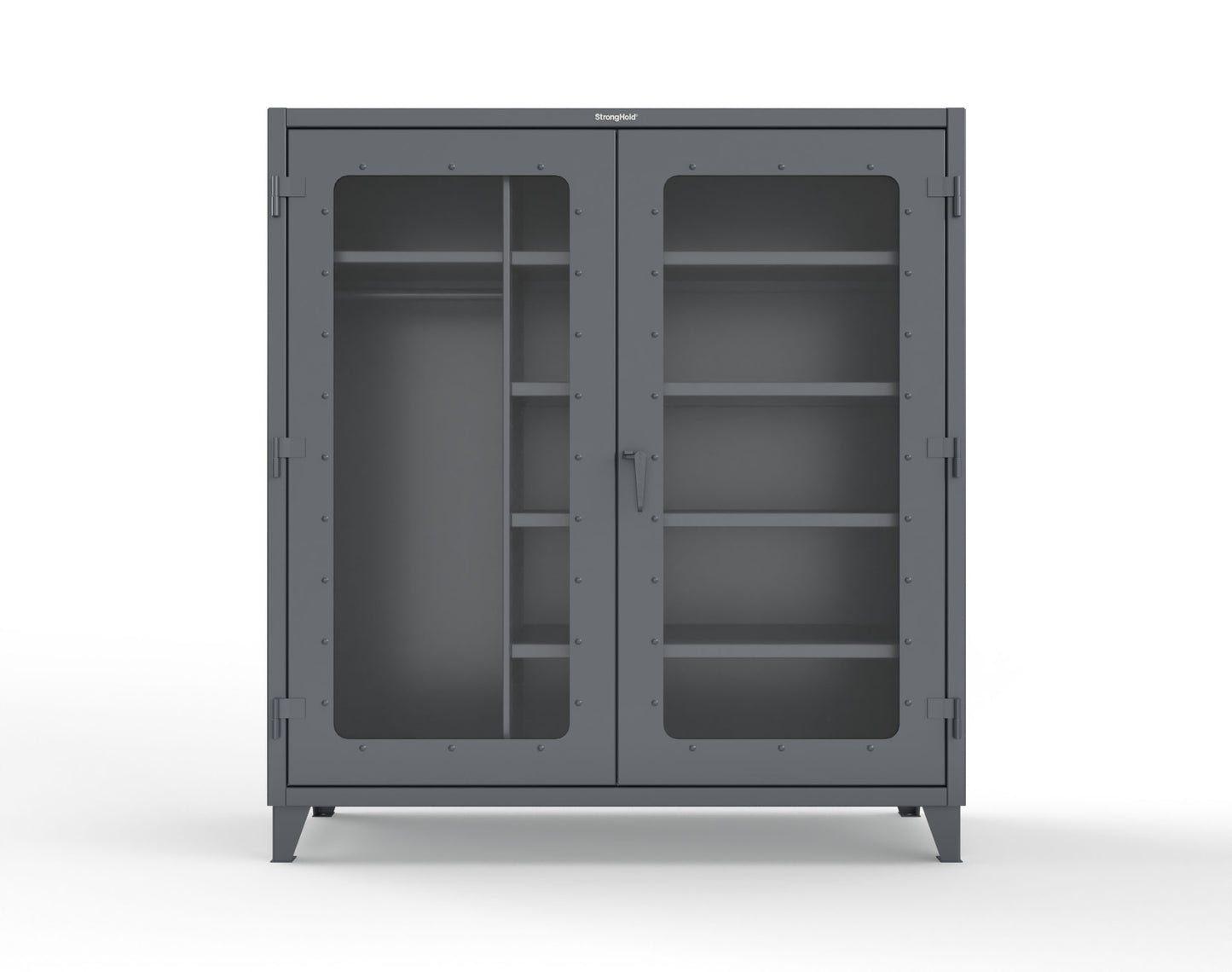 Extreme Duty 12 GA Clear View Uniform Cabinet with 5 Shelves - 72 In. W x 24 In. D x 78 In. H - 66-LD-W-245-7024