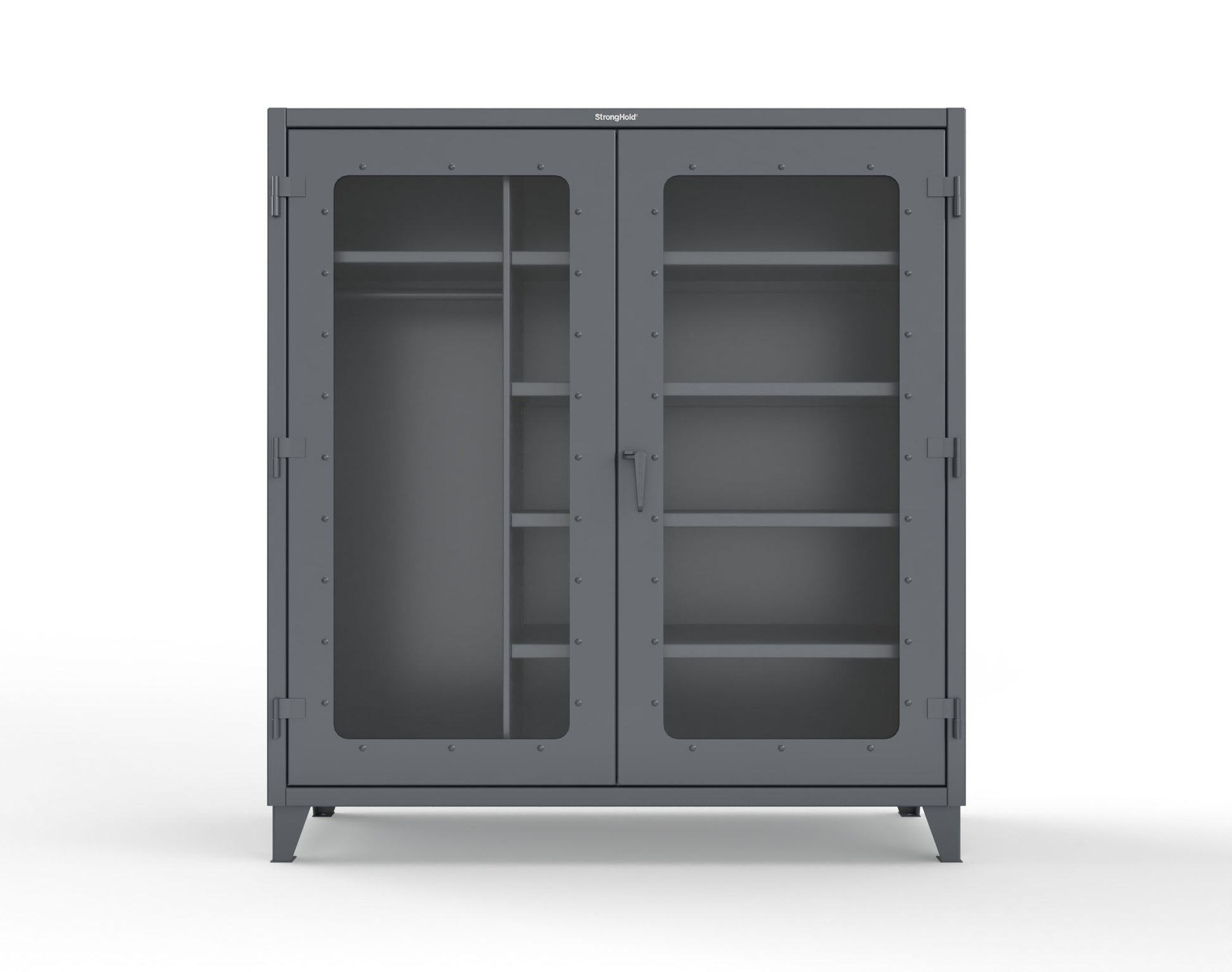 Extreme Duty 12 GA Clear View Uniform Cabinet with 5 Shelves - 72 In. W x 24 In. D x 78 In. H - 66-LD-W-245-7024