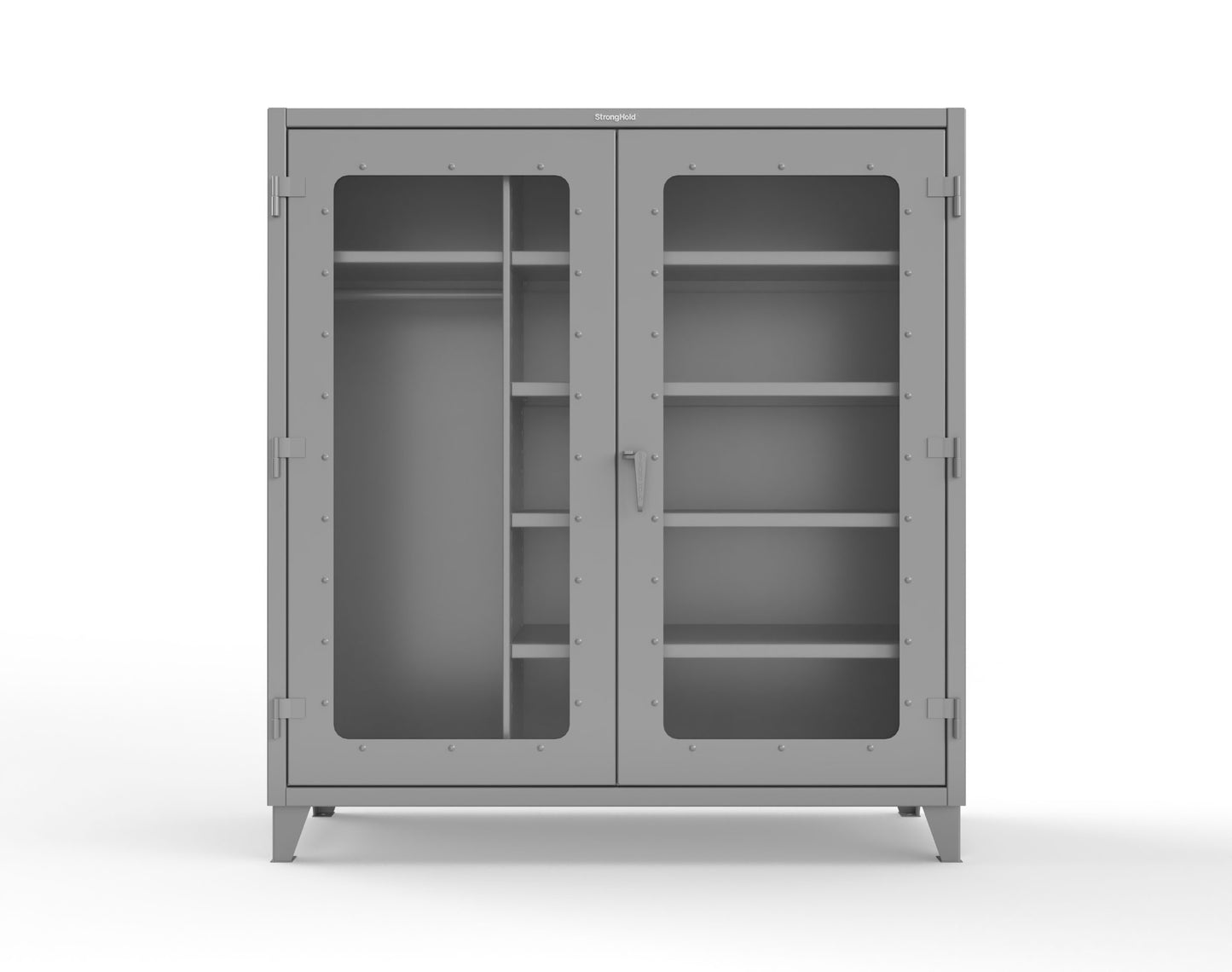 Extreme Duty 12 GA Clear View Uniform Cabinet with 5 Shelves - 72 In. W x 24 In. D x 78 In. H - 66-LD-W-245-7037
