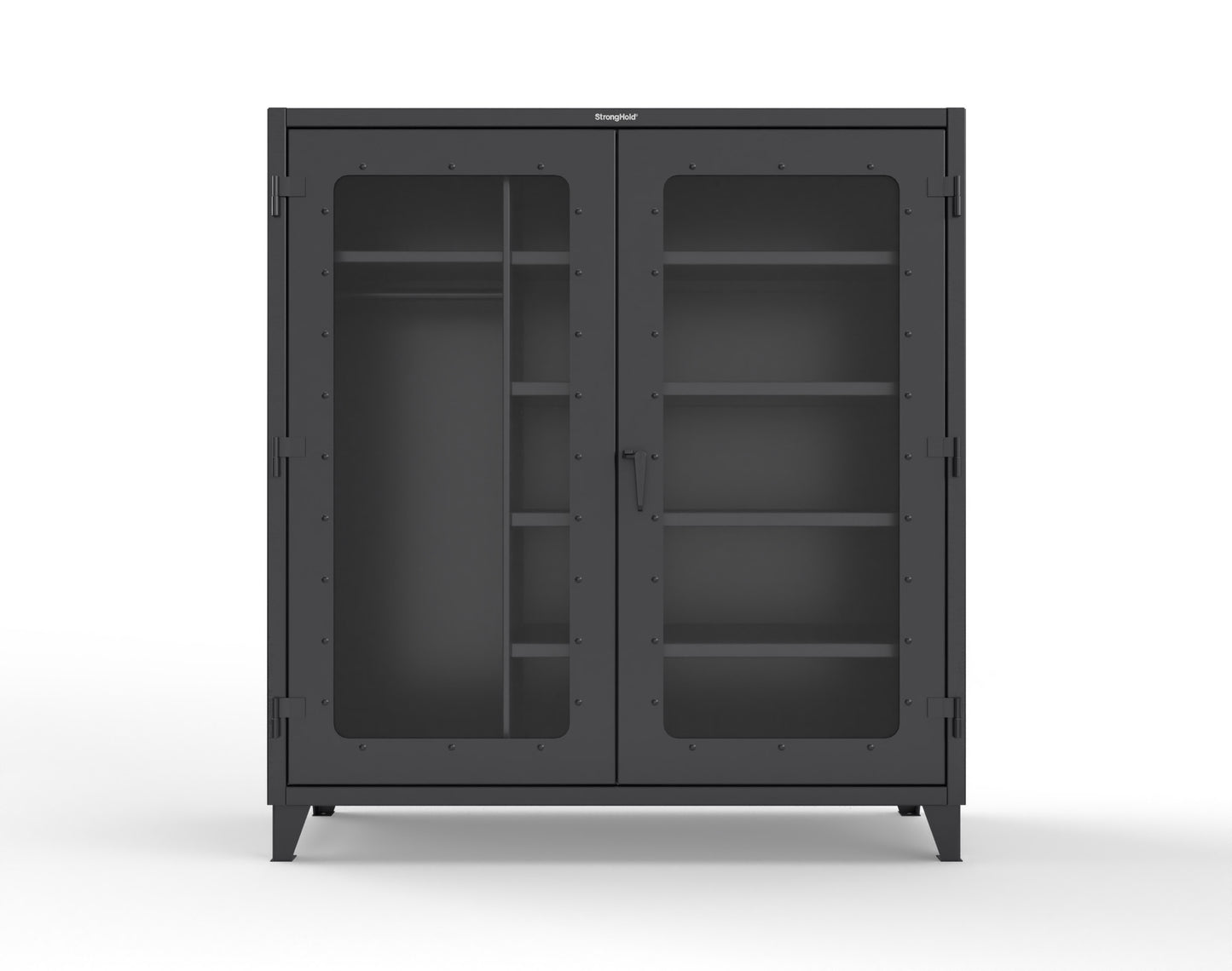 Extreme Duty 12 GA Clear View Uniform Cabinet with 5 Shelves - 72 In. W x 24 In. D x 78 In. H - 66-LD-W-245-9005