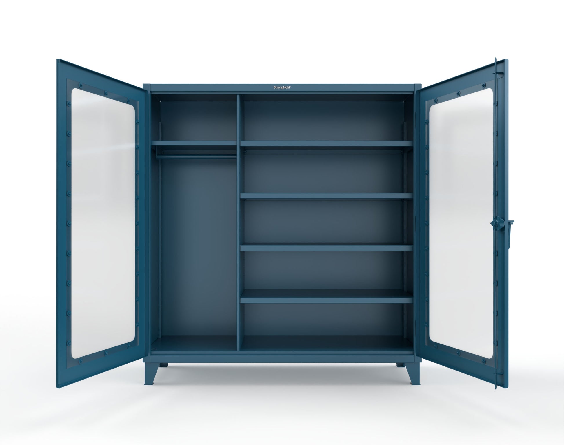 Extreme Duty 12 GA Clear View Uniform Cabinet with 5 Shelves - 72 In. W x 24 In. D x 78 In. H - 66-LD-W-245-5001