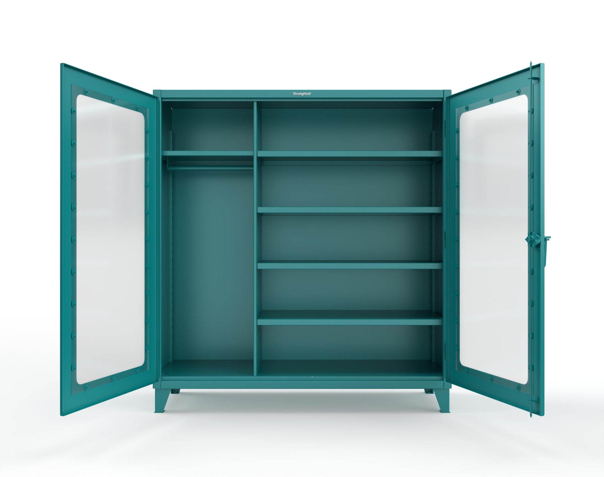 Extreme Duty 12 GA Clear View Uniform Cabinet with 5 Shelves - 72 In. W x 24 In. D x 78 In. H - 66-LD-W-245-5021