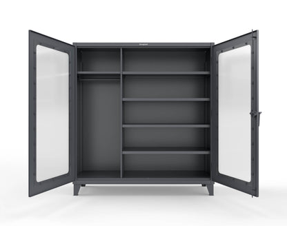 Extreme Duty 12 GA Clear View Uniform Cabinet with 5 Shelves - 72 In. W x 24 In. D x 78 In. H - 66-LD-W-245-7024