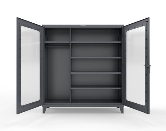 Extreme Duty 12 GA Clear View Uniform Cabinet with 5 Shelves - 72 In. W x 24 In. D x 78 In. H - 66-LD-W-245-7024