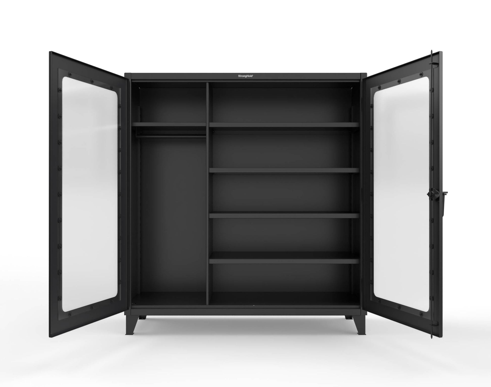 Extreme Duty 12 GA Clear View Uniform Cabinet with 5 Shelves - 72 In. W x 24 In. D x 78 In. H - 66-LD-W-245-9005
