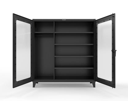 Extreme Duty 12 GA Clear View Uniform Cabinet with 5 Shelves - 72 In. W x 24 In. D x 78 In. H - 66-LD-W-245-9005