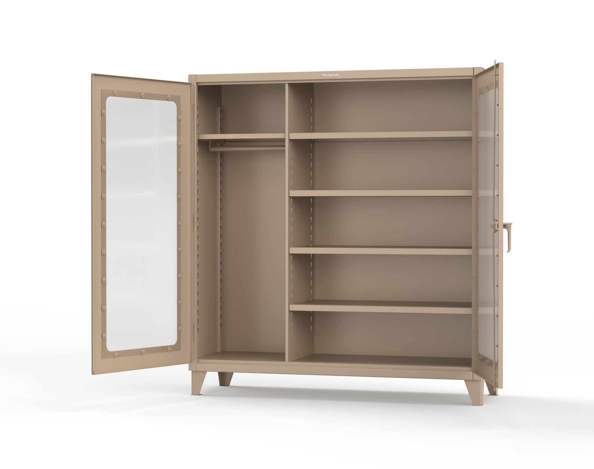 Extreme Duty 12 GA Clear View Uniform Cabinet with 5 Shelves - 72 In. W x 24 In. D x 78 In. H - 66-LD-W-245-1019