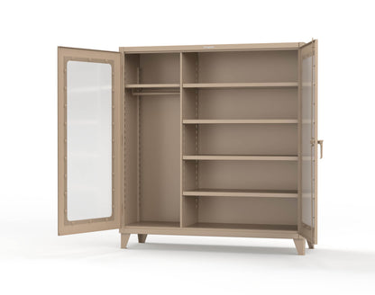 Extreme Duty 12 GA Clear View Uniform Cabinet with 5 Shelves - 72 In. W x 24 In. D x 78 In. H - 66-LD-W-245-1019