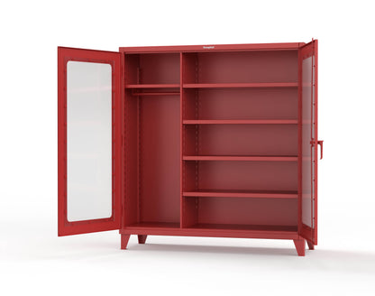 Extreme Duty 12 GA Clear View Uniform Cabinet with 5 Shelves - 72 In. W x 24 In. D x 78 In. H - 66-LD-W-245-3001