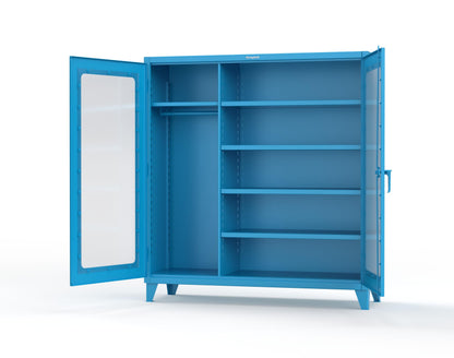 Extreme Duty 12 GA Clear View Uniform Cabinet with 5 Shelves - 72 In. W x 24 In. D x 78 In. H - 66-LD-W-245-5012