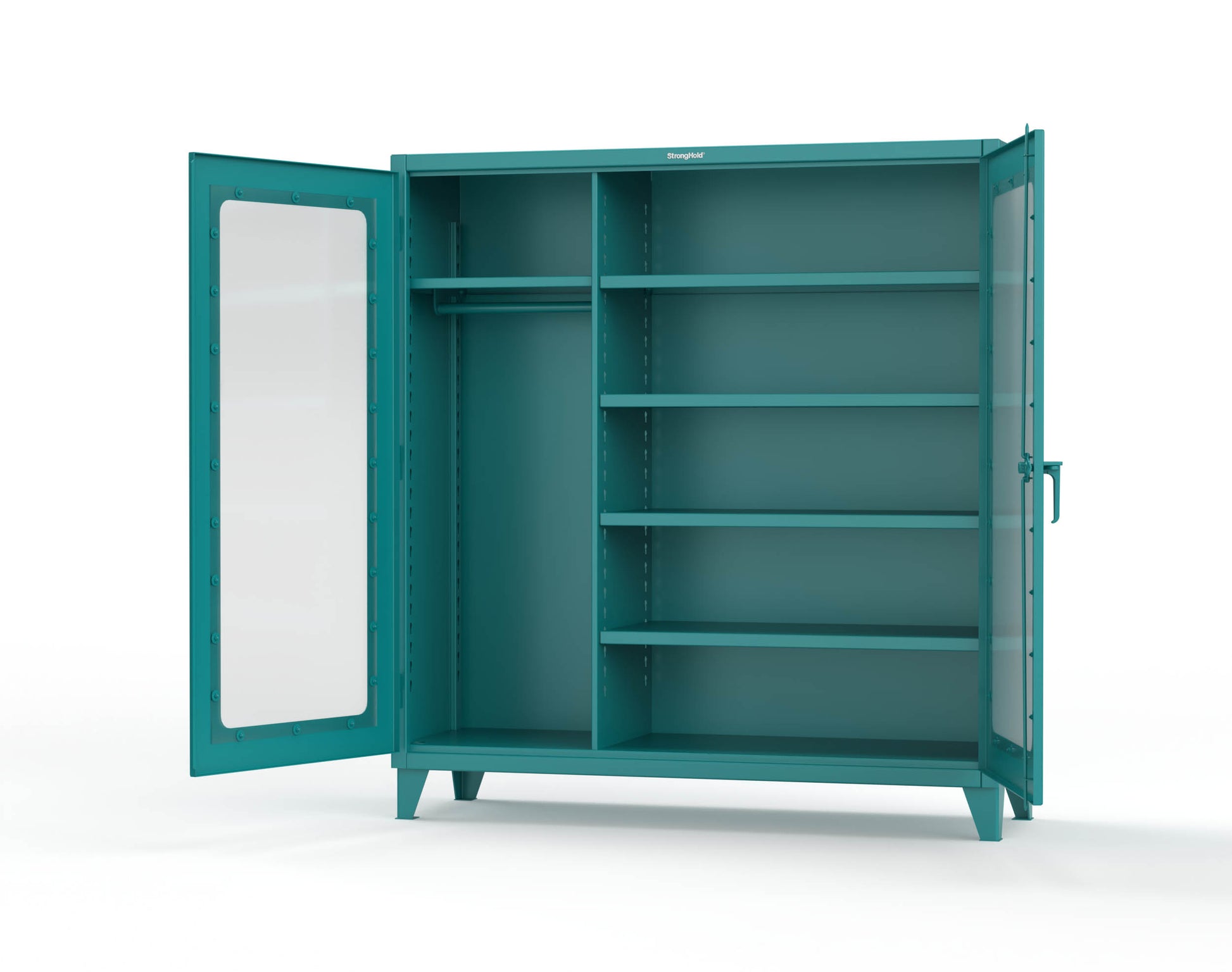 Extreme Duty 12 GA Clear View Uniform Cabinet with 5 Shelves - 72 In. W x 24 In. D x 78 In. H - 66-LD-W-245-5021