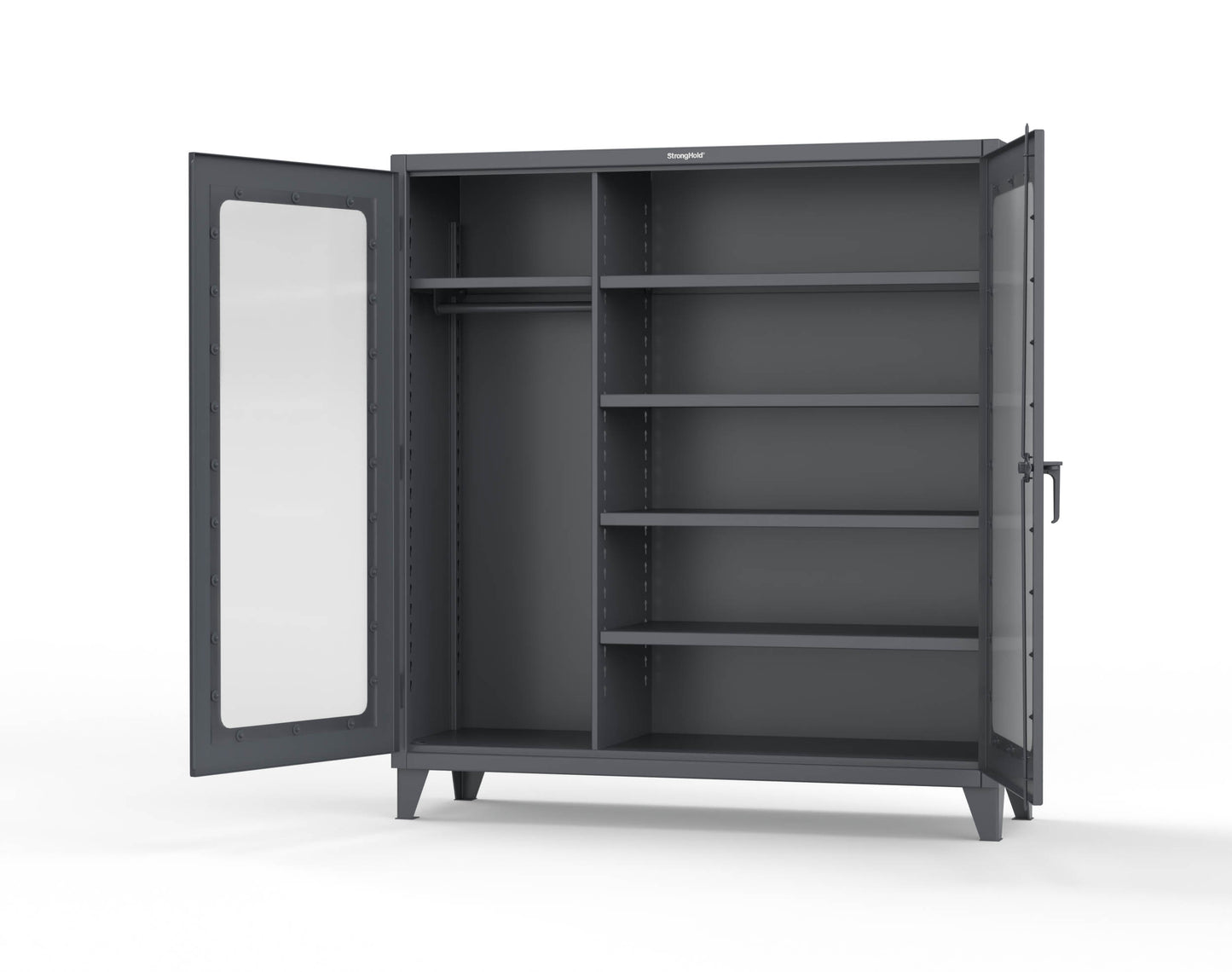 Extreme Duty 12 GA Clear View Uniform Cabinet with 5 Shelves - 72 In. W x 24 In. D x 78 In. H - 66-LD-W-245-7024
