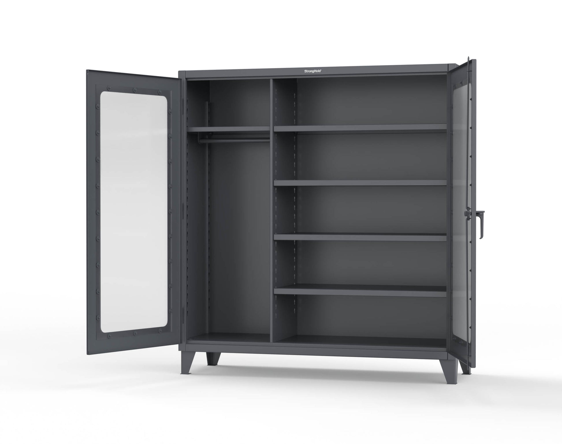 Extreme Duty 12 GA Clear View Uniform Cabinet with 5 Shelves - 72 In. W x 24 In. D x 78 In. H - 66-LD-W-245-7024