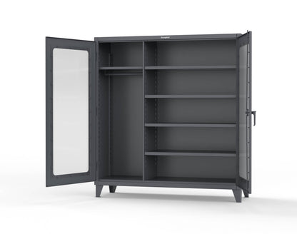 Extreme Duty 12 GA Clear View Uniform Cabinet with 5 Shelves - 72 In. W x 24 In. D x 78 In. H - 66-LD-W-245-7024