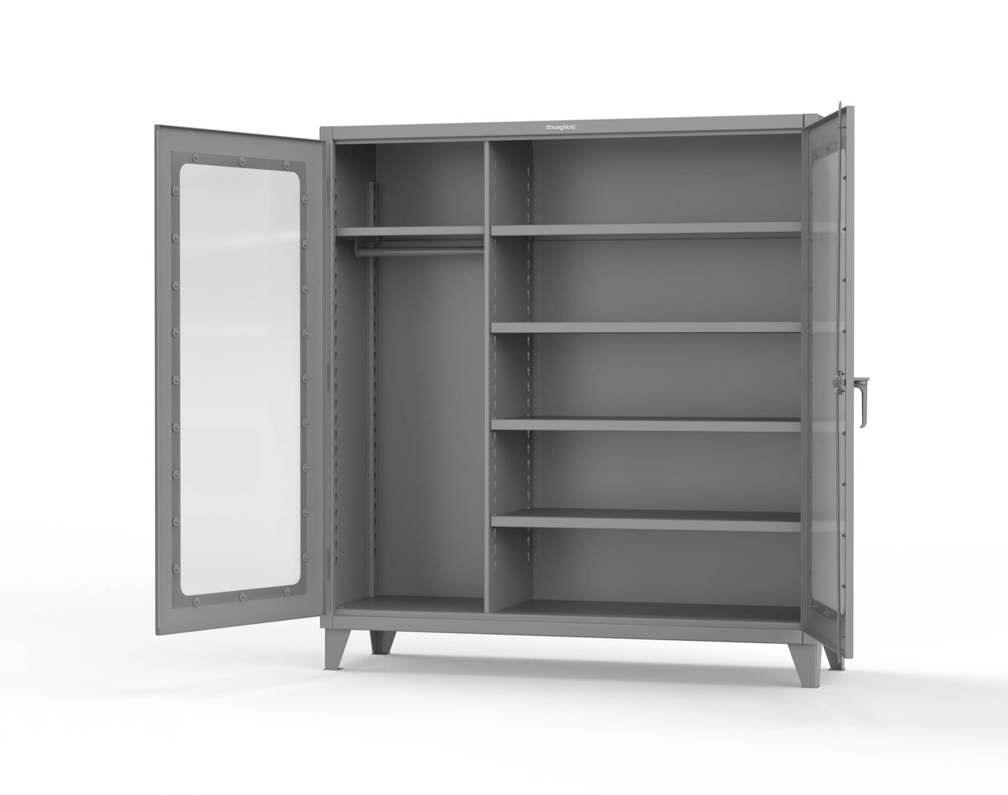 Extreme Duty 12 GA Clear View Uniform Cabinet with 5 Shelves - 72 In. W x 24 In. D x 78 In. H - 66-LD-W-245-7037