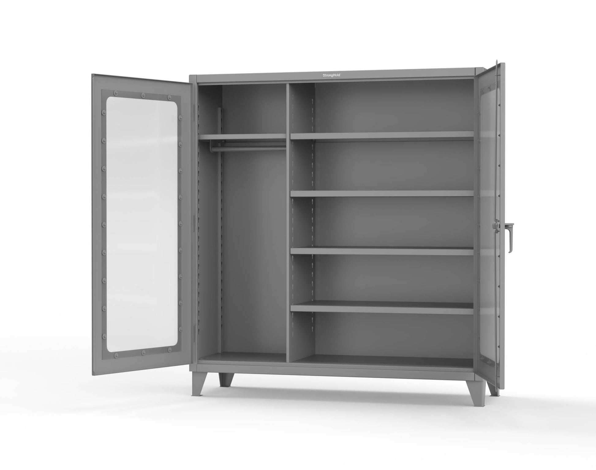 Extreme Duty 12 GA Clear View Uniform Cabinet with 5 Shelves - 72 In. W x 24 In. D x 78 In. H - 66-LD-W-245-7037