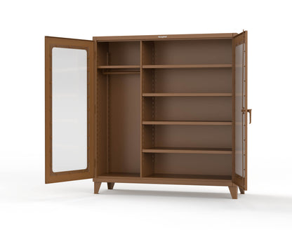 Extreme Duty 12 GA Clear View Uniform Cabinet with 5 Shelves - 72 In. W x 24 In. D x 78 In. H - 66-LD-W-245-8008