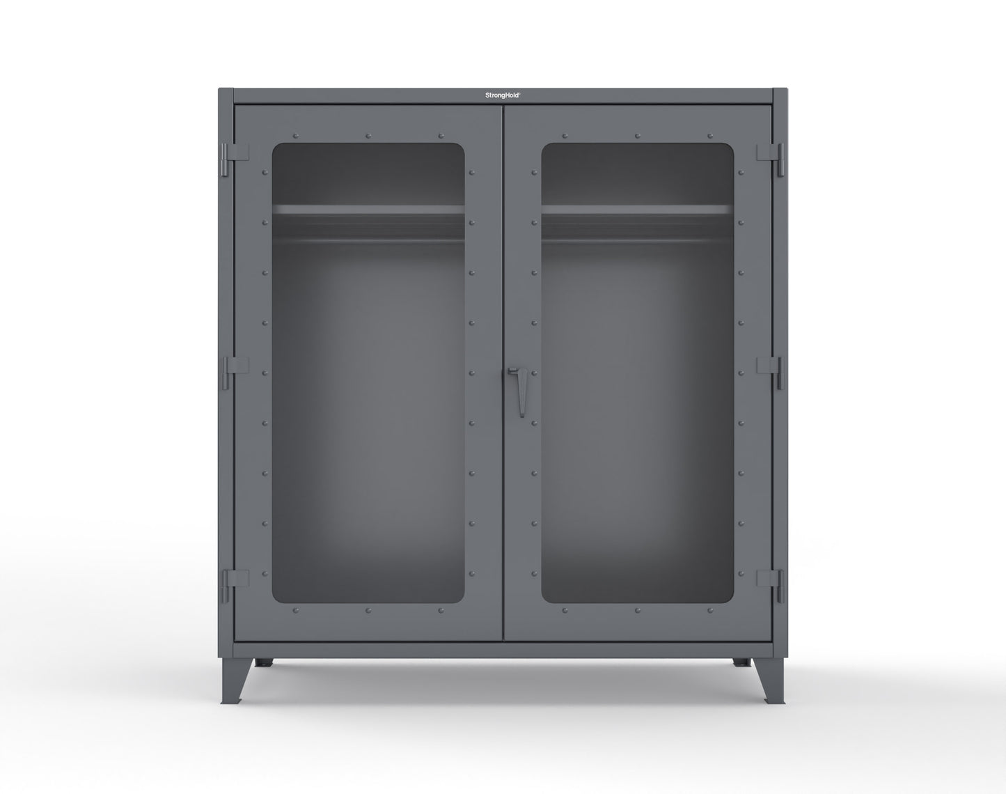 Extreme Duty 12 GA Clear View Uniform Cabinet with Hanger Rod, 1 Shelf - 72 In. W x 24 In. D x 78 In. H - 66-LD-WR-241-7024