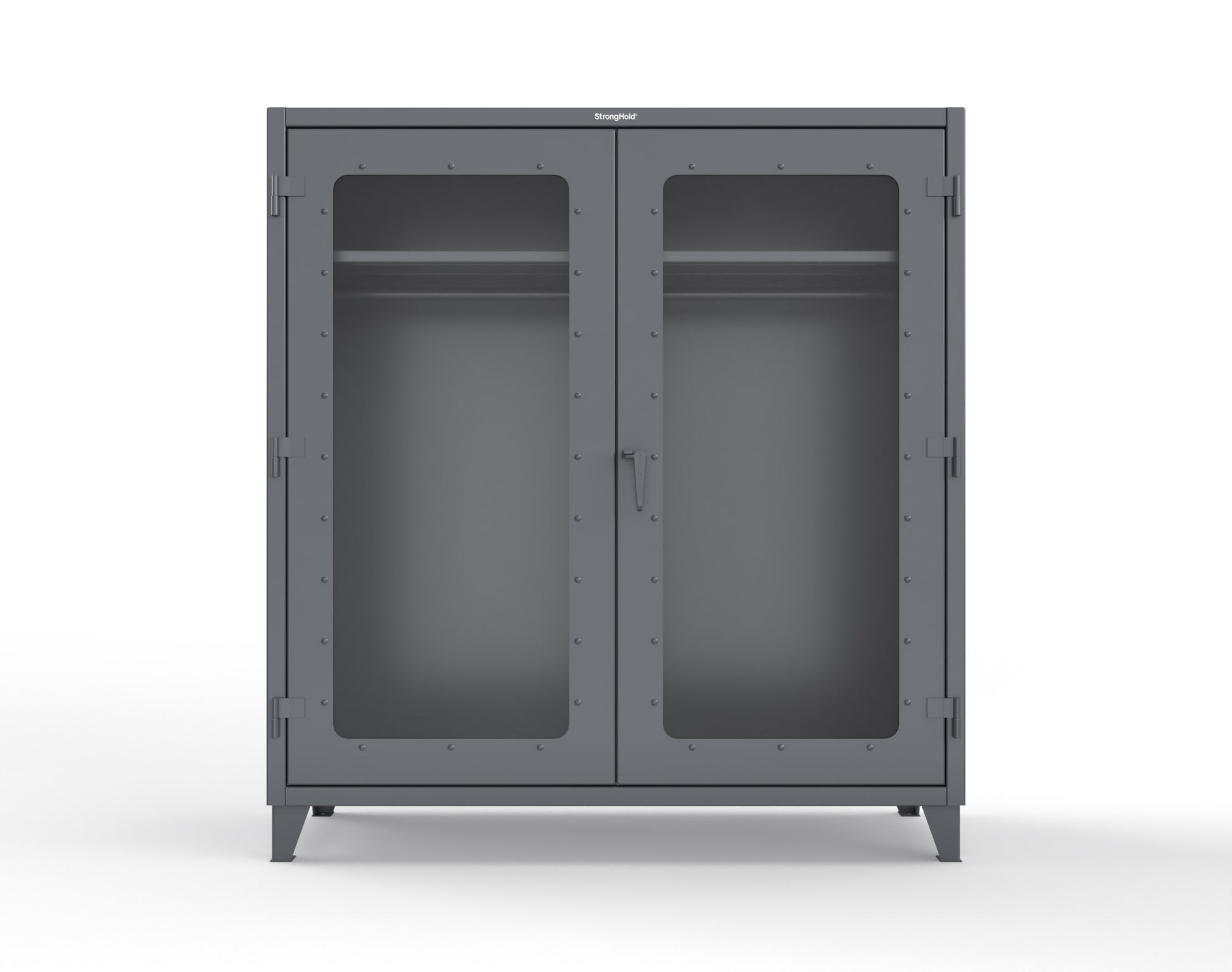 Extreme Duty 12 GA Clear View Uniform Cabinet with Hanger Rod, 1 Shelf - 72 In. W x 24 In. D x 78 In. H - 66-LD-WR-241-7024