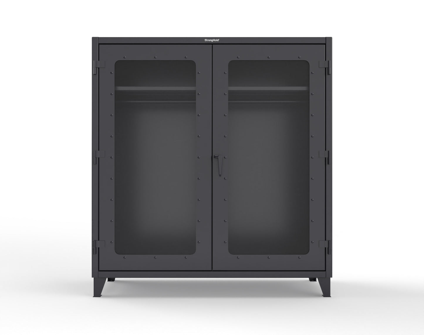 Extreme Duty 12 GA Clear View Uniform Cabinet with Hanger Rod, 1 Shelf - 72 In. W x 24 In. D x 78 In. H - 66-LD-WR-241-9005