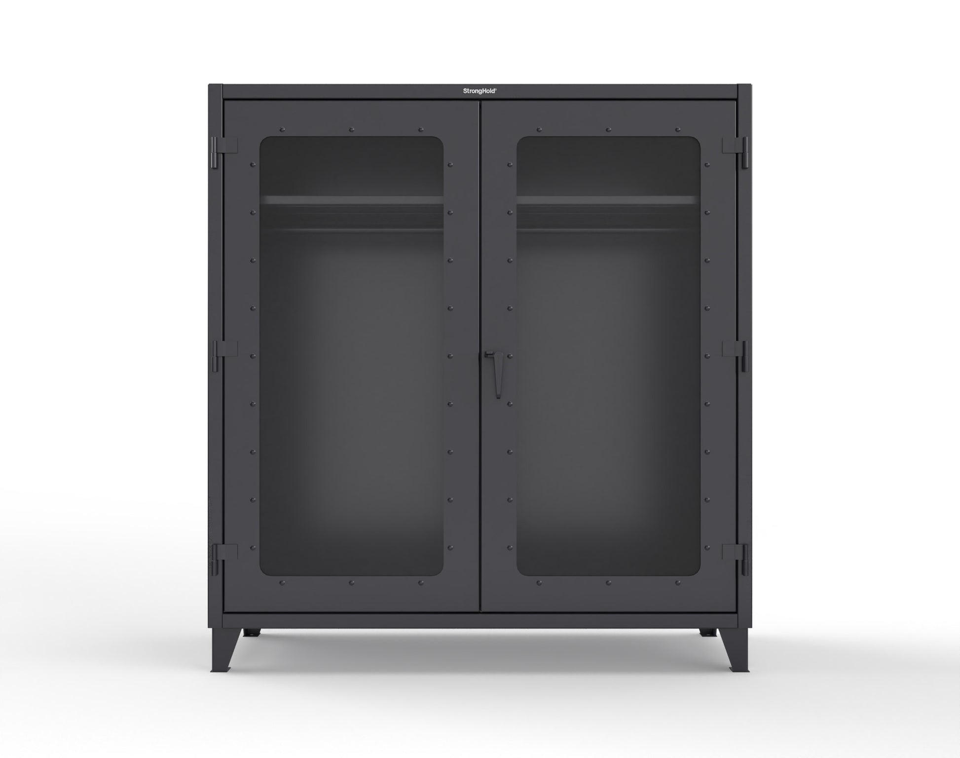 Extreme Duty 12 GA Clear View Uniform Cabinet with Hanger Rod, 1 Shelf - 72 In. W x 24 In. D x 78 In. H - 66-LD-WR-241-9005