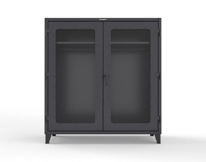 Extreme Duty 12 GA Clear View Uniform Cabinet with Hanger Rod, 1 Shelf - 72 In. W x 24 In. D x 78 In. H - 66-LD-WR-241-9005