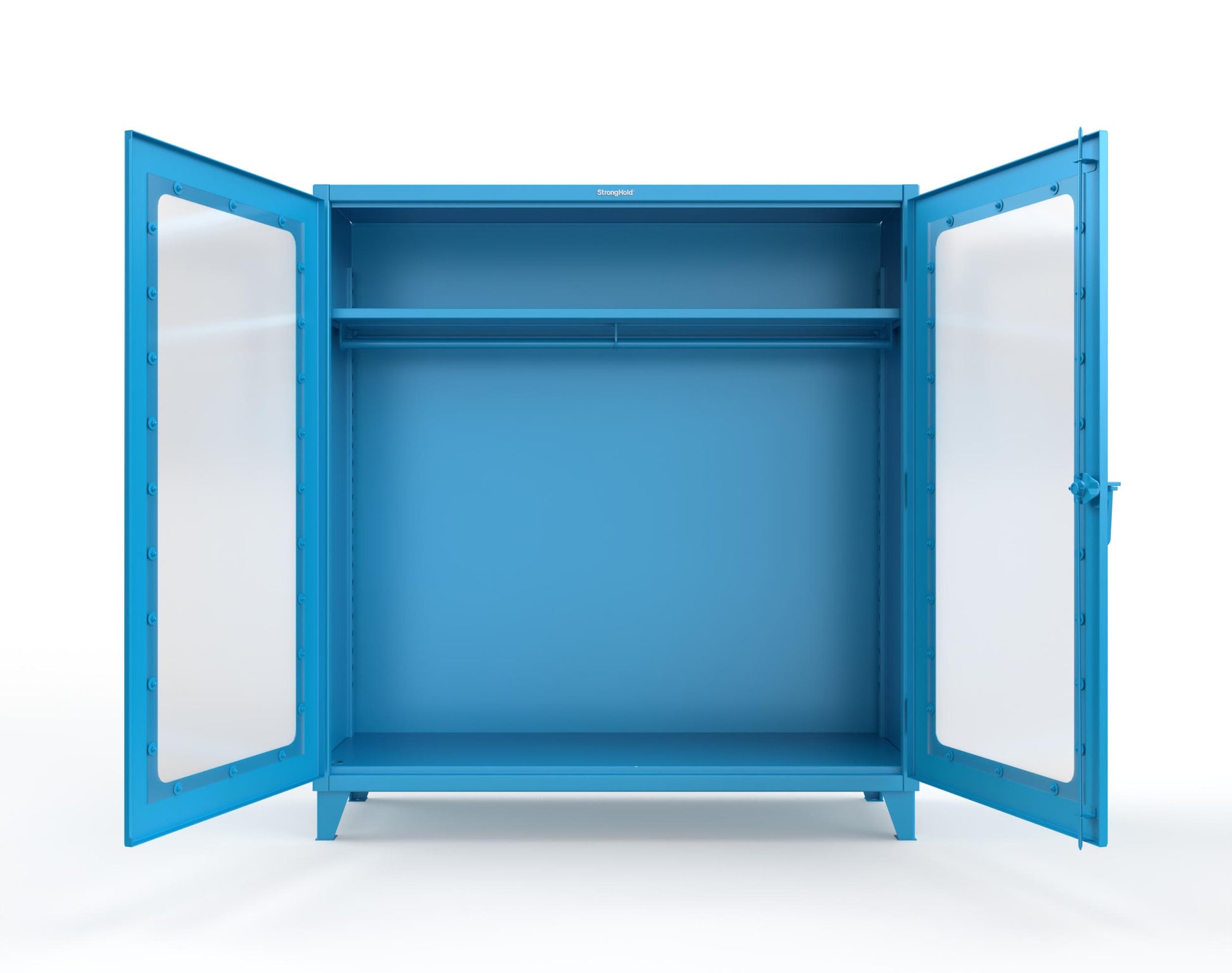 Extreme Duty 12 GA Clear View Uniform Cabinet with Hanger Rod, 1 Shelf - 72 In. W x 24 In. D x 78 In. H - 66-LD-WR-241-5012