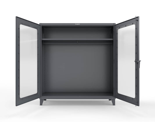 Extreme Duty 12 GA Clear View Uniform Cabinet with Hanger Rod, 1 Shelf - 72 In. W x 24 In. D x 78 In. H - 66-LD-WR-241-7024