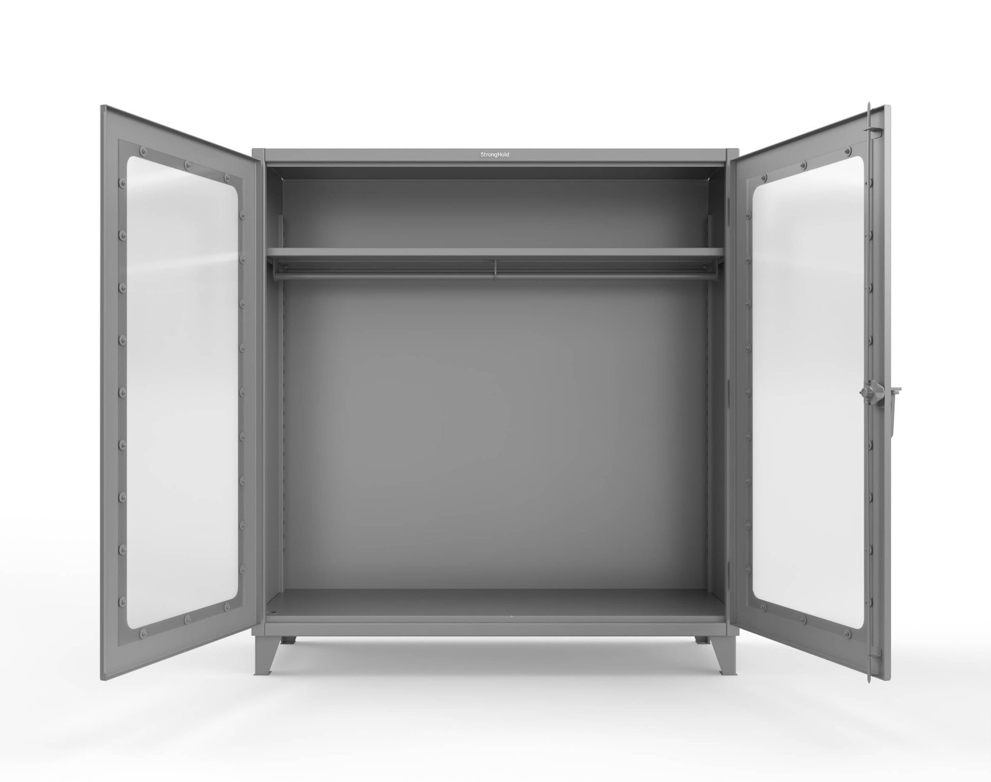 Extreme Duty 12 GA Clear View Uniform Cabinet with Hanger Rod, 1 Shelf - 72 In. W x 24 In. D x 78 In. H - 66-LD-WR-241-7037
