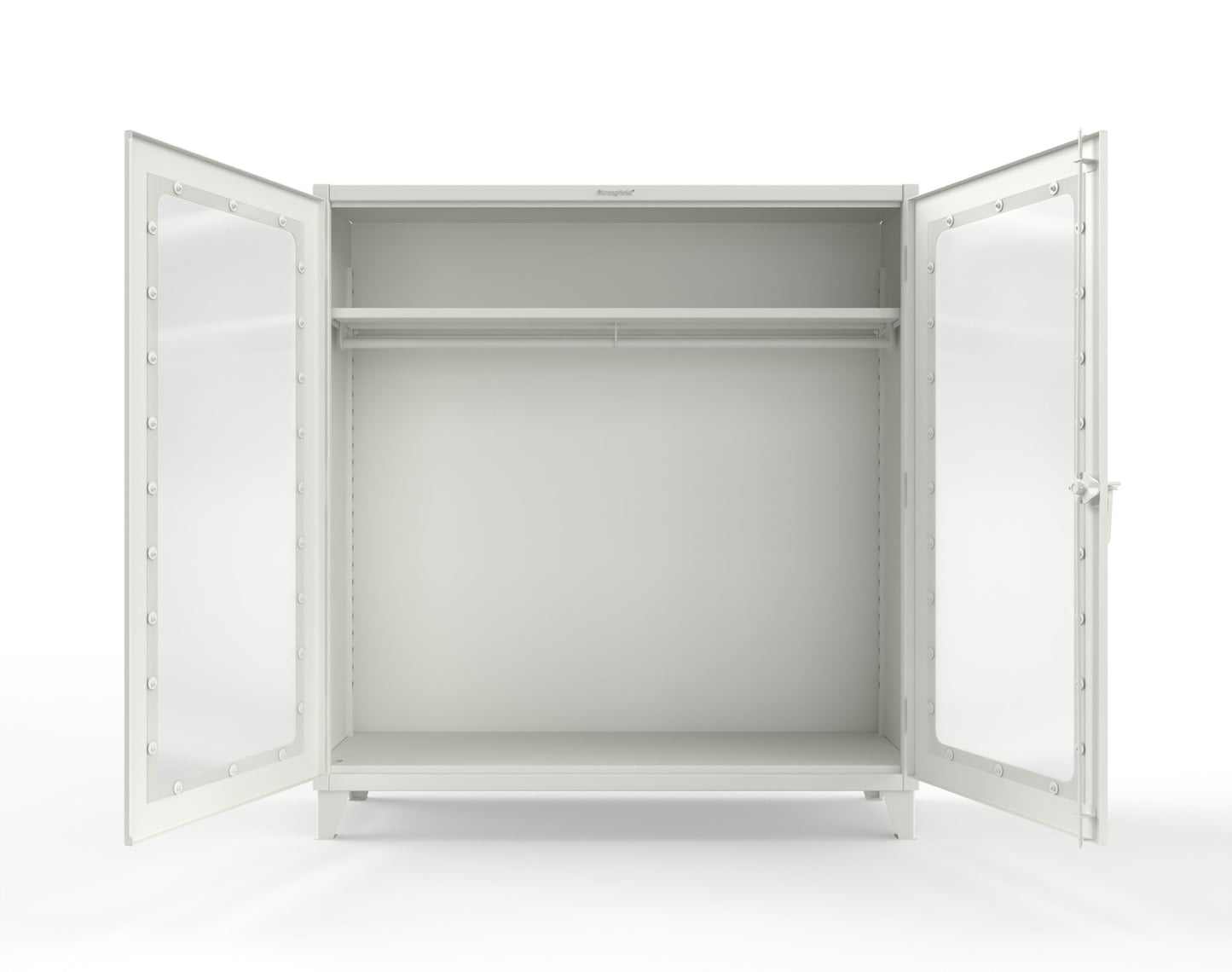 Extreme Duty 12 GA Clear View Uniform Cabinet with Hanger Rod, 1 Shelf - 72 In. W x 24 In. D x 78 In. H - 66-LD-WR-241-9003