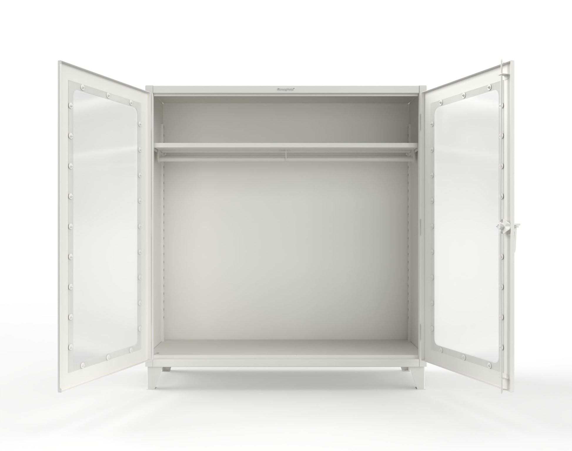 Extreme Duty 12 GA Clear View Uniform Cabinet with Hanger Rod, 1 Shelf - 72 In. W x 24 In. D x 78 In. H - 66-LD-WR-241-9003