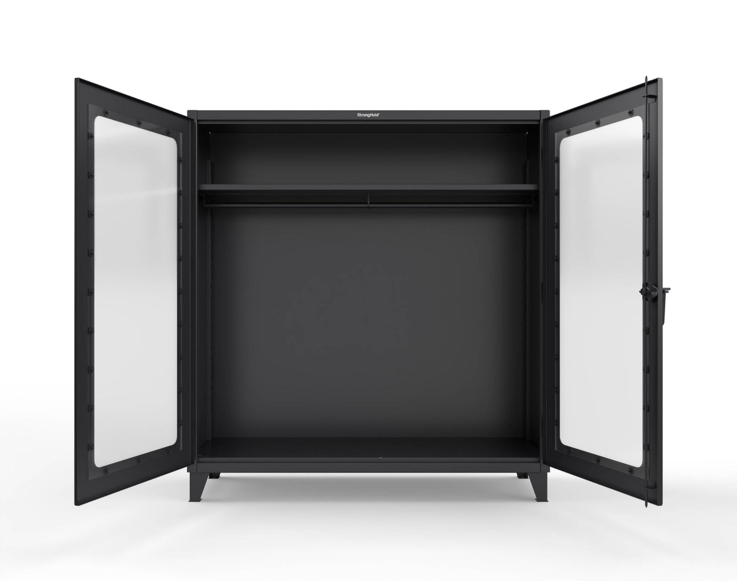 Extreme Duty 12 GA Clear View Uniform Cabinet with Hanger Rod, 1 Shelf - 72 In. W x 24 In. D x 78 In. H - 66-LD-WR-241-9005