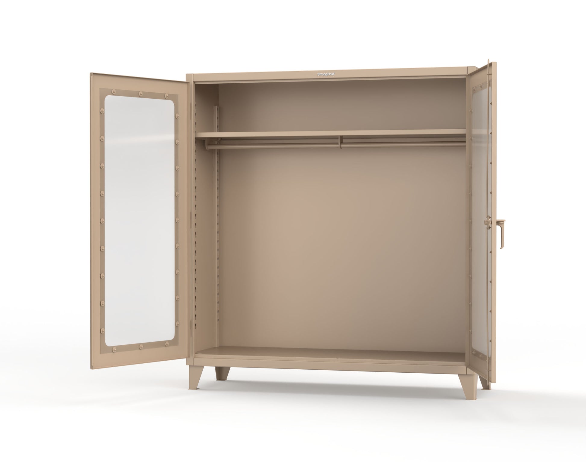 Extreme Duty 12 GA Clear View Uniform Cabinet with Hanger Rod, 1 Shelf - 72 In. W x 24 In. D x 78 In. H - 66-LD-WR-241-1019