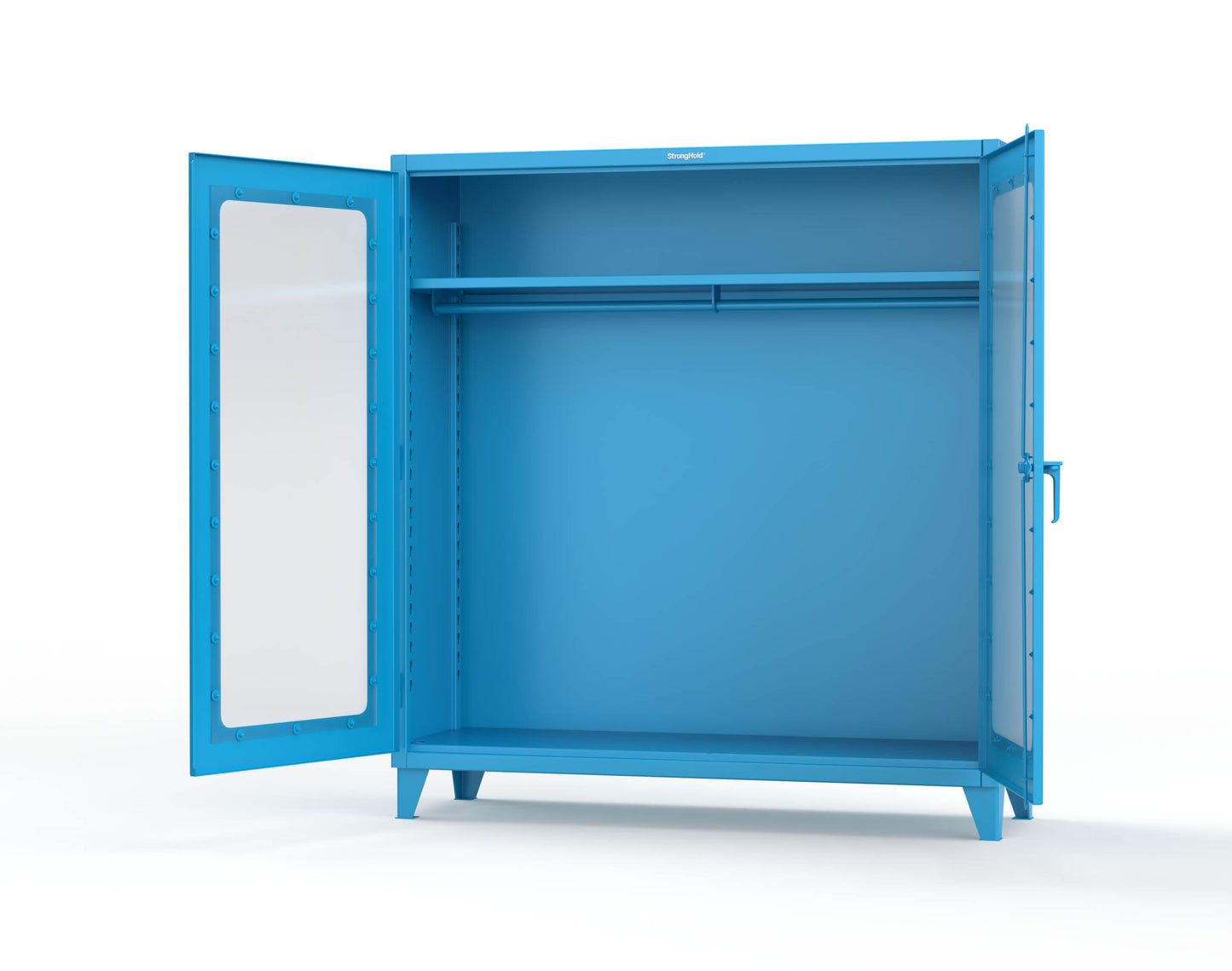Extreme Duty 12 GA Clear View Uniform Cabinet with Hanger Rod, 1 Shelf - 72 In. W x 24 In. D x 78 In. H - 66-LD-WR-241-5012