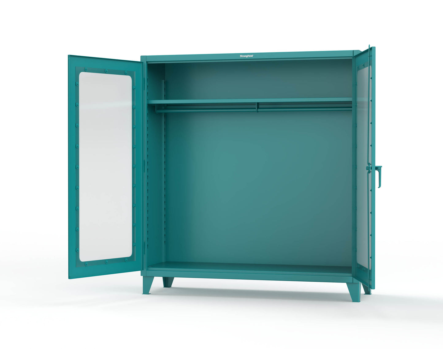 Extreme Duty 12 GA Clear View Uniform Cabinet with Hanger Rod, 1 Shelf - 72 In. W x 24 In. D x 78 In. H - 66-LD-WR-241-5021