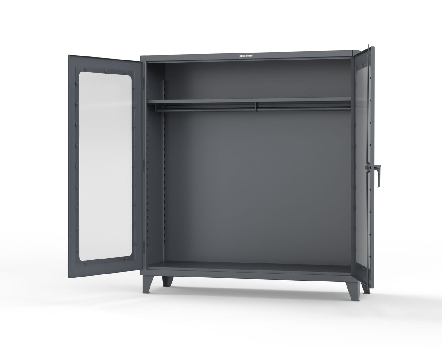 Extreme Duty 12 GA Clear View Uniform Cabinet with Hanger Rod, 1 Shelf - 72 In. W x 24 In. D x 78 In. H - 66-LD-WR-241-7024