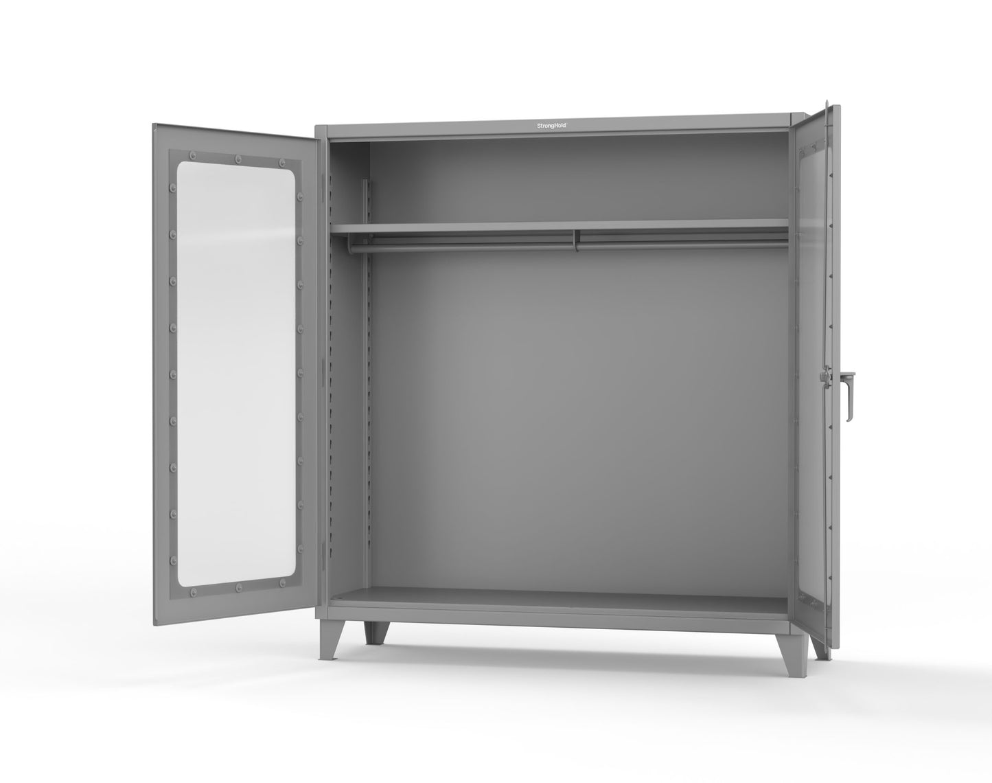 Extreme Duty 12 GA Clear View Uniform Cabinet with Hanger Rod, 1 Shelf - 72 In. W x 24 In. D x 78 In. H - 66-LD-WR-241-7037