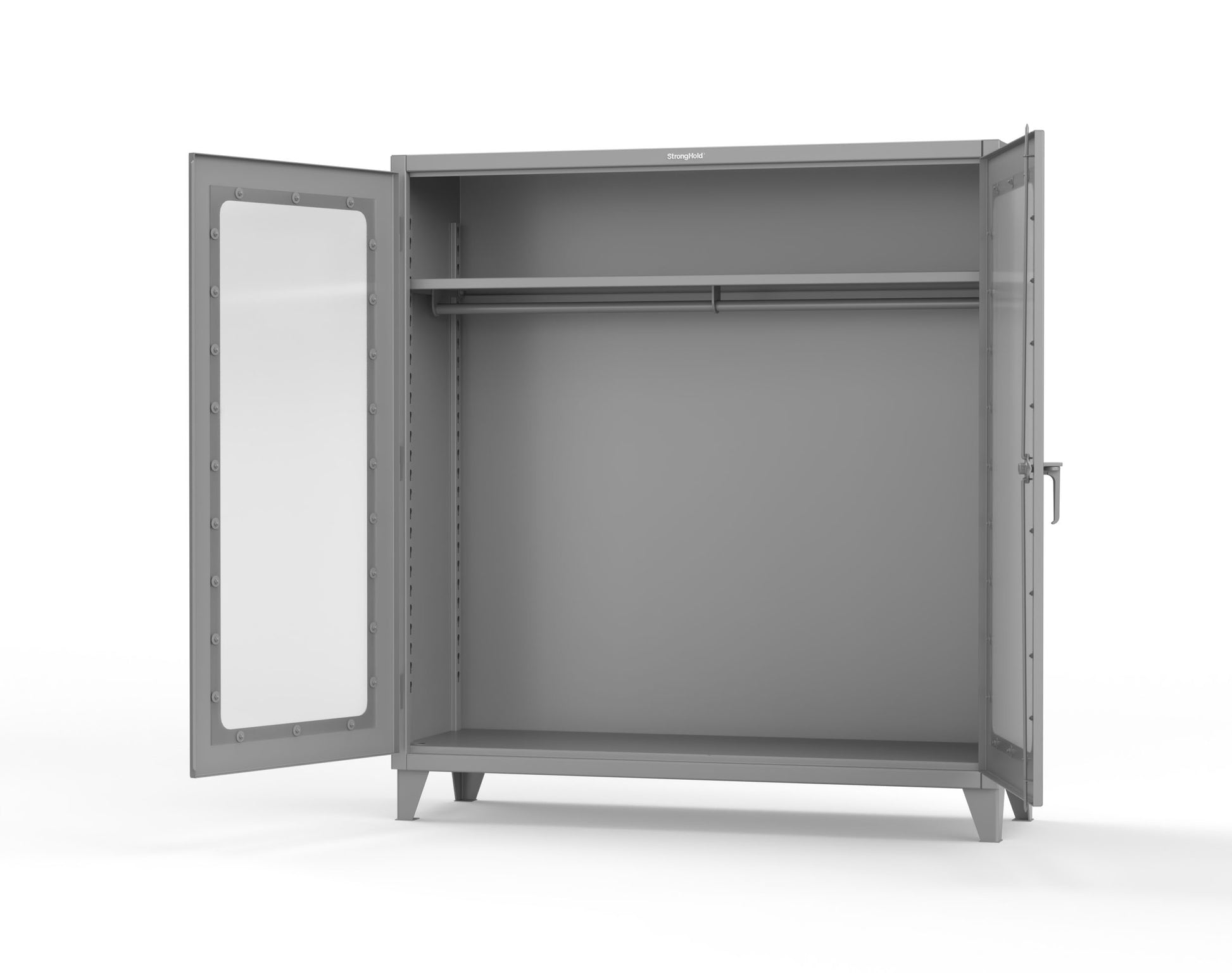Extreme Duty 12 GA Clear View Uniform Cabinet with Hanger Rod, 1 Shelf - 72 In. W x 24 In. D x 78 In. H - 66-LD-WR-241-7037