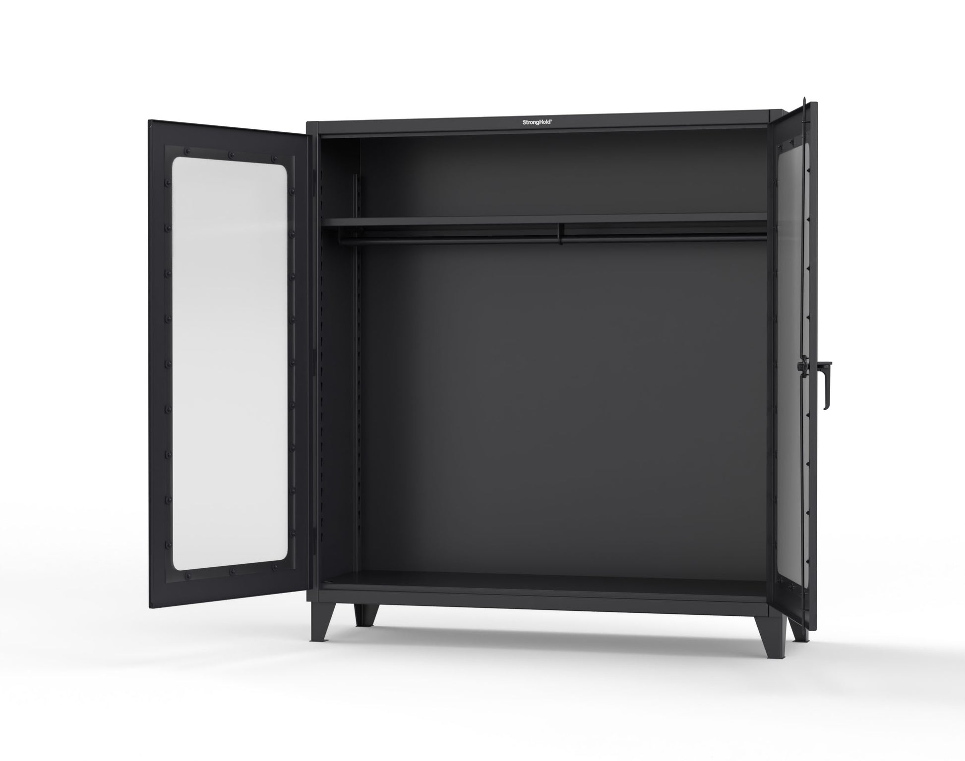 Extreme Duty 12 GA Clear View Uniform Cabinet with Hanger Rod, 1 Shelf - 72 In. W x 24 In. D x 78 In. H - 66-LD-WR-241-9005