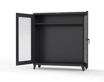 Extreme Duty 12 GA Clear View Uniform Cabinet with Hanger Rod, 1 Shelf - 72 In. W x 24 In. D x 78 In. H - 66-LD-WR-241-9005