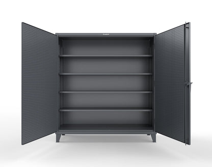 Extreme Duty 12 GA Cabinet with Pegboard Doors, 4 Shelves | 72 In. W x 24 In. D x 78 In. H - 66-PB-244-7024