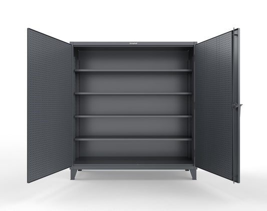 Extreme Duty 12 GA Cabinet with Pegboard Doors, 4 Shelves | 72 In. W x 24 In. D x 78 In. H - 66-PB-244-7024
