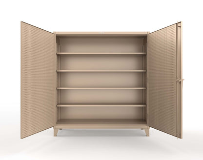 Extreme Duty 12 GA Cabinet with Pegboard Doors, 4 Shelves | 72 In. W x 24 In. D x 78 In. H - 66-PB-244-1019