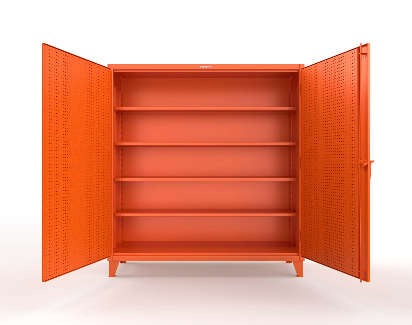 Extreme Duty 12 GA Cabinet with Pegboard Doors, 4 Shelves | 72 In. W x 24 In. D x 78 In. H - 66-PB-244-2009